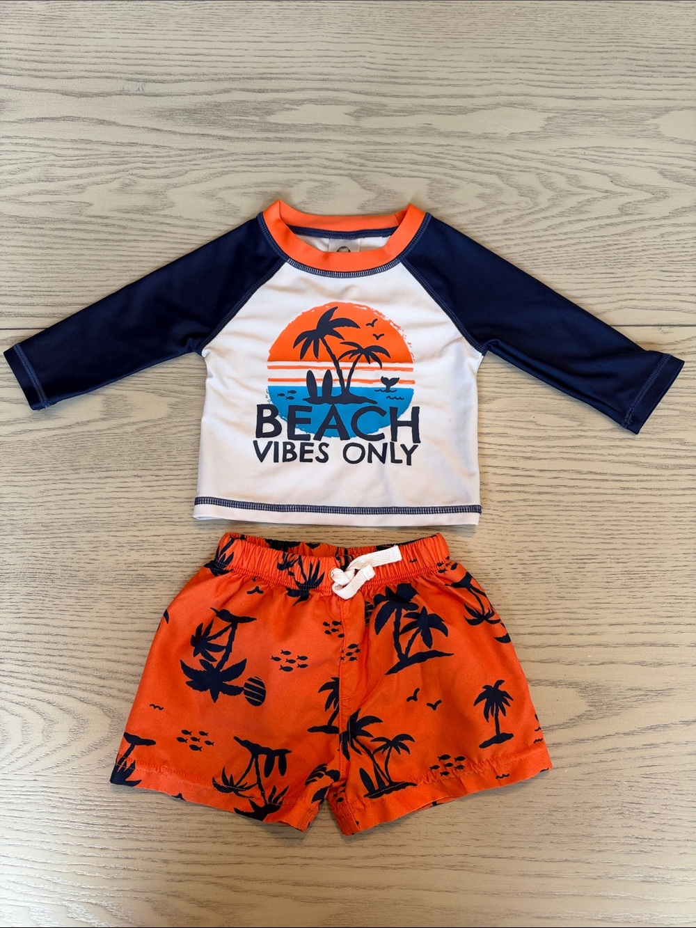 Gerber Orange & Navy Kids Rash Guard Swim Set